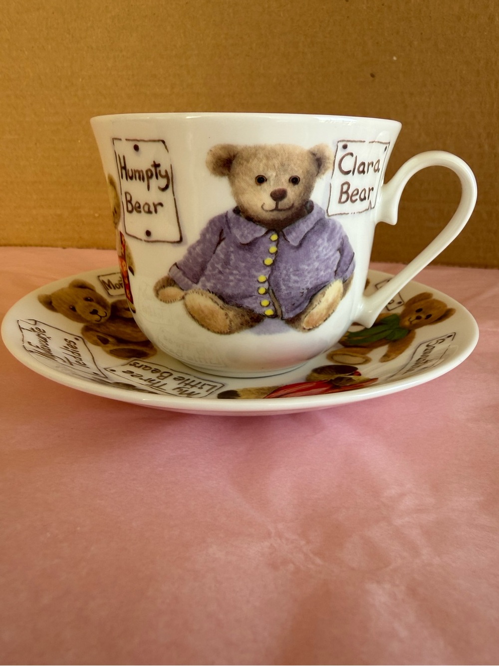 VTG Roy Kirkham "My Favorite Teddies" Cup & Saucer Set 1997 Fine Bone China
